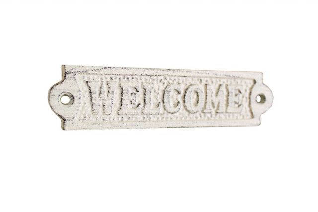 Whitewashed Cast Iron Welcome Sign 6
