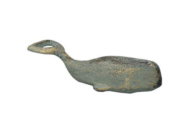 Antique Seaworn Bronze Cast Iron Whale Bottle Opener 7