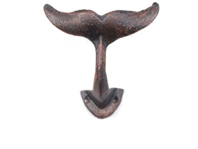 Rustic Copper Cast Iron Decorative Whale Tail Hook 5