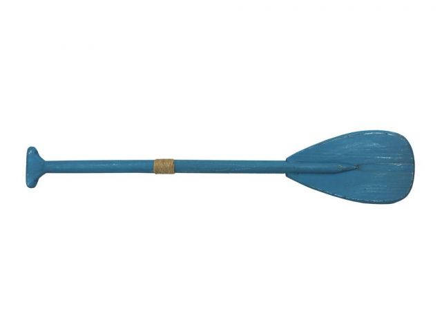 Wooden Rustic Light Blue Decorative Rowing Boat Paddle With Hooks 36
