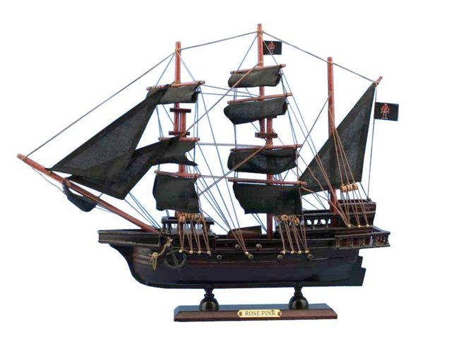 Wooden Ed Lows Rose Pink Model Pirate Ship 20