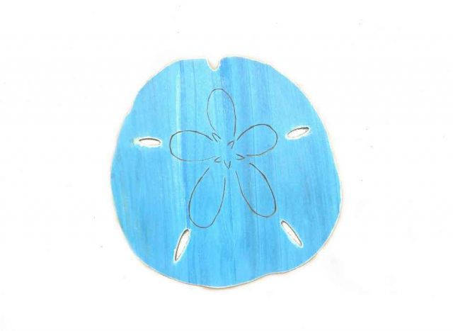 Wooden Rustic Light Blue Wall Mounted Sand Dollar Decoration 25