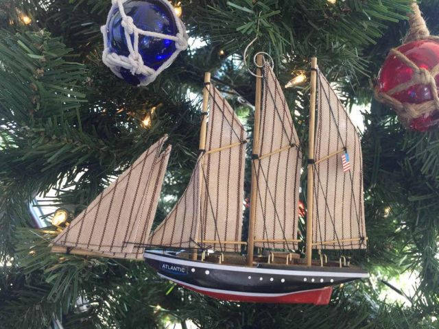 Wooden Atlantic Model Sailboat Decoration Christmas Ornament 7