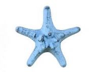 Rustic Dark Blue Whitewashed Cast Iron Decorative Starfish Paperweight 4.5\