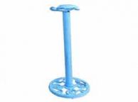 Rustic Light Blue Cast Iron Sea Turtle Extra Toilet Paper Stand 13\