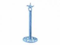 Rustic Dark Blue Whitewashed Cast Iron Starfish Extra Toilet Paper Stand 15\