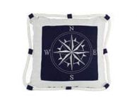 Blue Compass With Nautical Rope Decorative Throw Pillow 16\