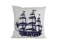 Blue Tall Ship Decorative Nautical Throw Pillow 16\