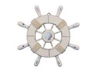 Rustic All White Decorative Ship Wheel With Seashell 9\