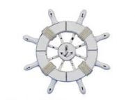 Rustic White Decorative Ship Wheel With Anchor 6\