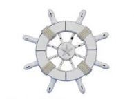 Rustic White Decorative Ship Wheel With Starfish 6\