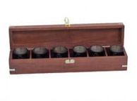 Oil Rubbed Bronze Anchor Shot Glasses With Rosewood Box 12\