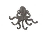 Cast Iron Decorative Wall Mounted Octopus with Six Hooks 7\