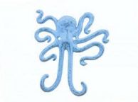 Rustic Dark Blue Whitewashed Cast Iron Decorative Wall Mounted Octopus Hooks 6\
