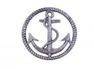 Rustic Silver Cast Iron Anchor and Rope Nautical Kitchen Trivet 7\