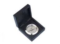 Chrome Captain\'s Desk Compass w/ Black Rosewood Box 4\