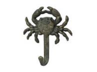 Antique Seaworn Bronze Cast Iron Wall Mounted Crab Hook 5\