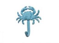 Rustic Blue Whitewashed Cast Iron Wall Mounted Crab Hook 5\