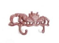 Whitewashed Red Cast Iron Decorative Crab Metal Wall Hooks 10.5\