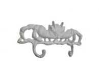 Whitewashed Cast Iron Decorative Crab Metal Wall Hooks 10.5\