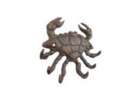 Rustic Copper Cast Iron Decorative Crab with Six Metal Wall Hooks 7\