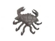 Cast Iron Decorative Crab with Six Metal Wall Hooks 7\