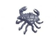 Rustic Dark Blue Cast Iron Decorative Crab with Six Metal Wall Hooks 7\