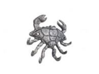 Rustic Silver Cast Iron Decorative Crab with Six Metal Wall Hooks 7\