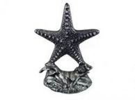 Set of 2- Antique Silver Cast Iron Starfish Book Ends 11\