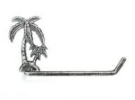 Antique Silver Cast Iron Palm Tree Toilet Paper Holder 10\