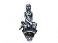 Antique Silver Cast Iron Wall Mounted Mermaid Bottle Opener 6\