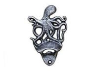 Antique Silver Cast Iron Wall Mounted Octopus Bottle Opener 6\