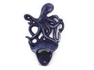 Rustic Dark Blue Cast Iron Wall Mounted Octopus Bottle Opener 6\