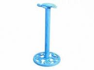 Light Blue Whitewashed Cast Iron Sea Turtle Extra Toilet Paper Stand 13\