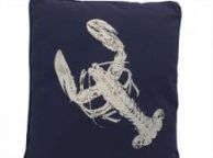 Navy Blue and White Lobster Pillow 16\