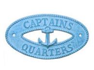 Light Blue Whitewashed Cast Iron Captains Quarters with Anchor Sign 8\