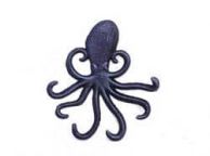 Rustic Dark Blue Cast Iron Wall Mounted Decorative Octopus Hooks 7\