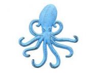 Rustic Light Blue Cast Iron Wall Mounted Decorative Octopus Hooks 7\