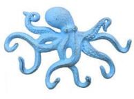 Rustic Light Blue Cast Iron Octopus Hook 11\