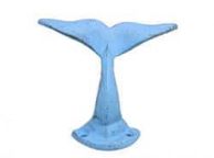 Rustic Light Blue Cast Iron Decorative Whale Tail Hook 5\