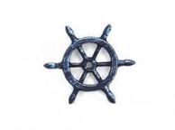 Rustic Dark Blue Cast Iron Ship Wheel Decorative Paperweight 4\