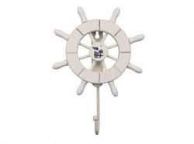 White Decorative Ship Wheel with Seagull and Hook 8\