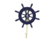 Dark Blue Decorative Ship Wheel with Seagull and Hook 8\