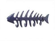 Rustic Dark Blue Cast Iron Fish Bone Key Rack 8\