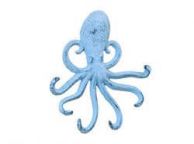 Rustic Dark Blue Whitewashed Cast Iron Wall Mounted Decorative Octopus Hooks 7\