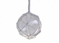 Clear Japanese Glass Ball With White Netting Christmas Ornament 4\