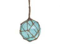 Light Blue Japanese Glass Ball Fishing Float With Brown Netting Decoration 4\
