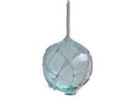 Light Blue Japanese Glass Ball Fishing Float With White Netting Decoration 4\
