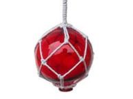 Red Japanese Glass Ball Fishing Float With White Netting Decoration 4\