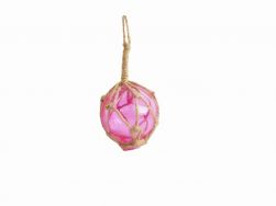 Pink Japanese Glass Ball Fishing Float With Brown Netting Decoration 2\